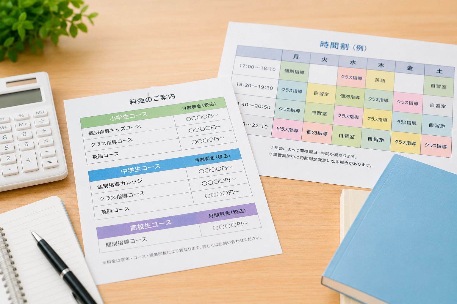 料金・時間割
