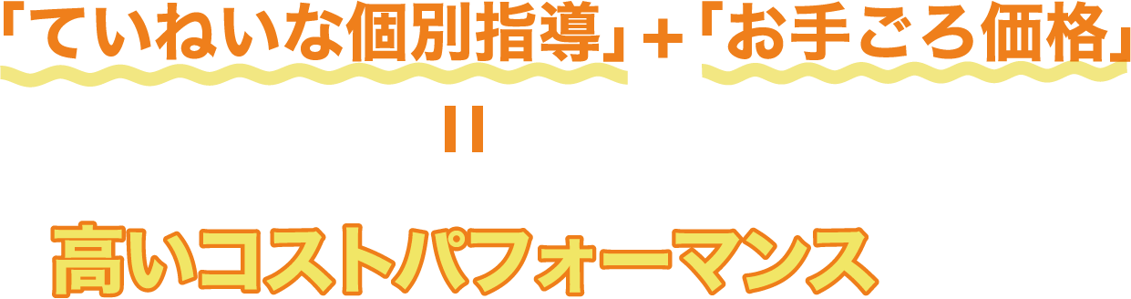 「丁寧な個別指導」+「お手頃価格」= 高いコストパフォーマンス